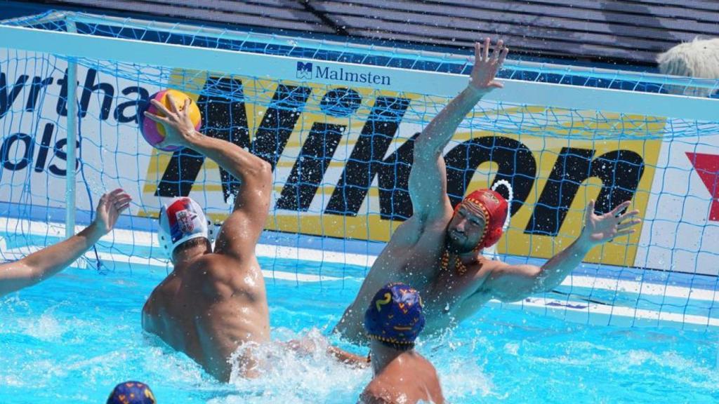 La selección española de waterpolo durante la disputa del Mundial