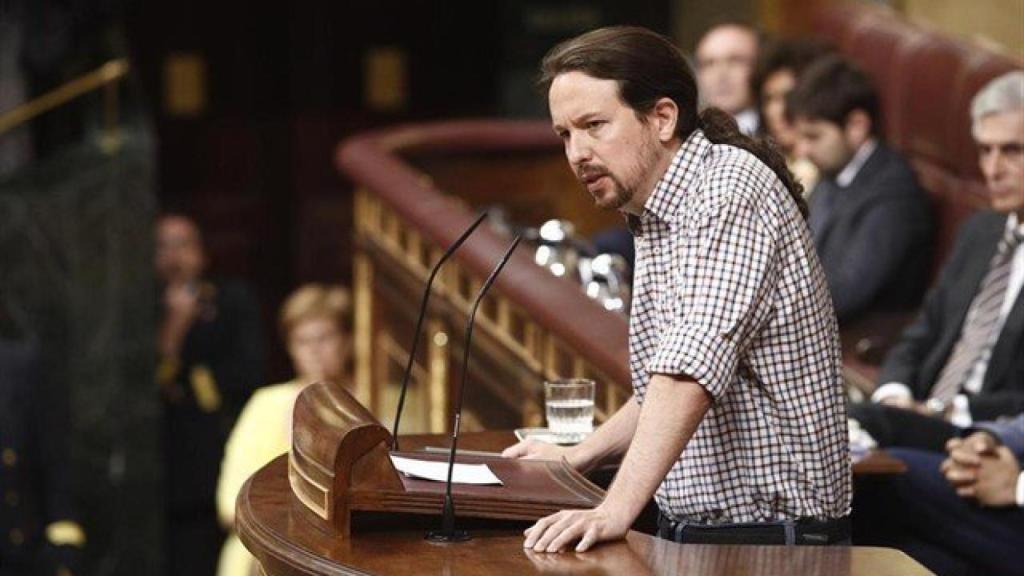 Pablo Iglesias en la sesión de investidura de Pedro Sánchez.