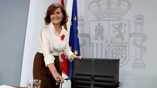 Carmen Calvo, este viernes en la Moncloa.