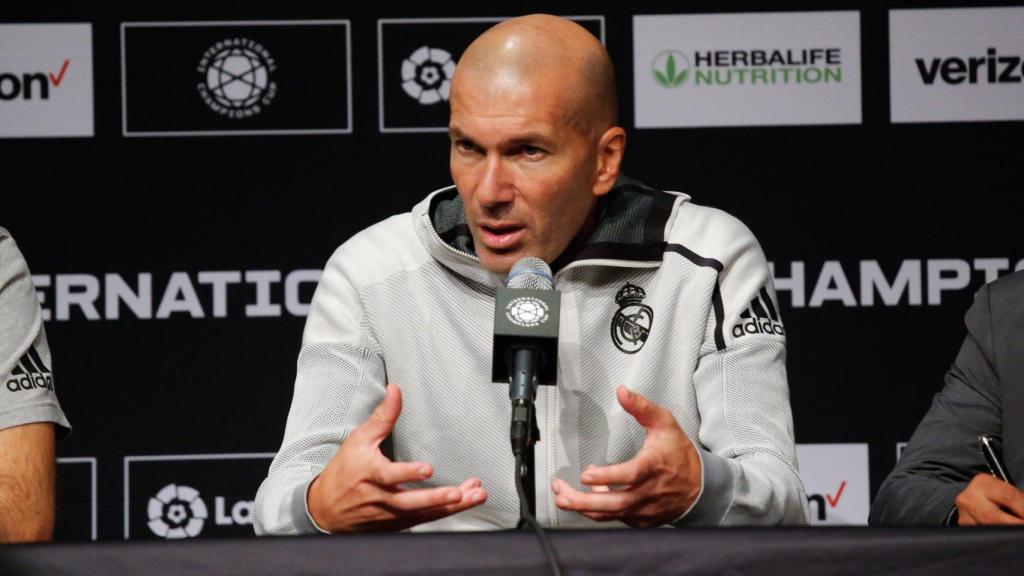 Zinedine Zidane, en rueda de prensa con el Real Madrid