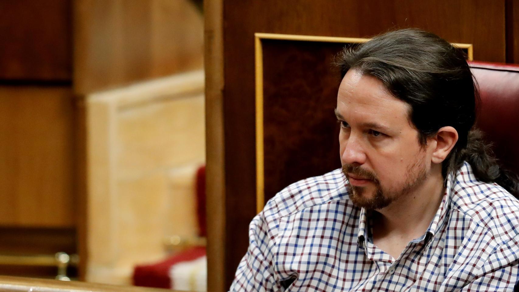 Pablo Iglesias durante la sesión de investidura.