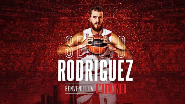 Anuncio del fichaje de Sergio 'Chacho' Rodríguez por el Milán de Messina. Foto: Twitter (@OlimpiaMi1936)