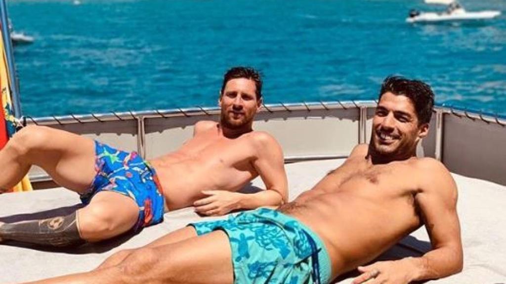 Lionel Messi y Luis Suárez en Ibiza. Foto: Instagram (@luissuarez)