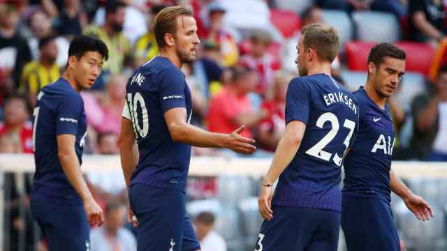 Kane celebra el gol del Tottenham al Real Madrid