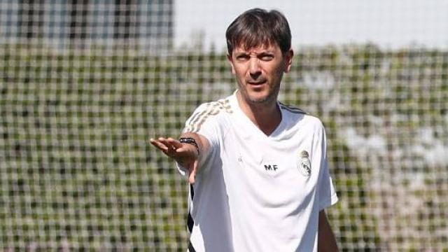 Manu Fernández, en un entrenamiento del Juvenil B del Real Madrid