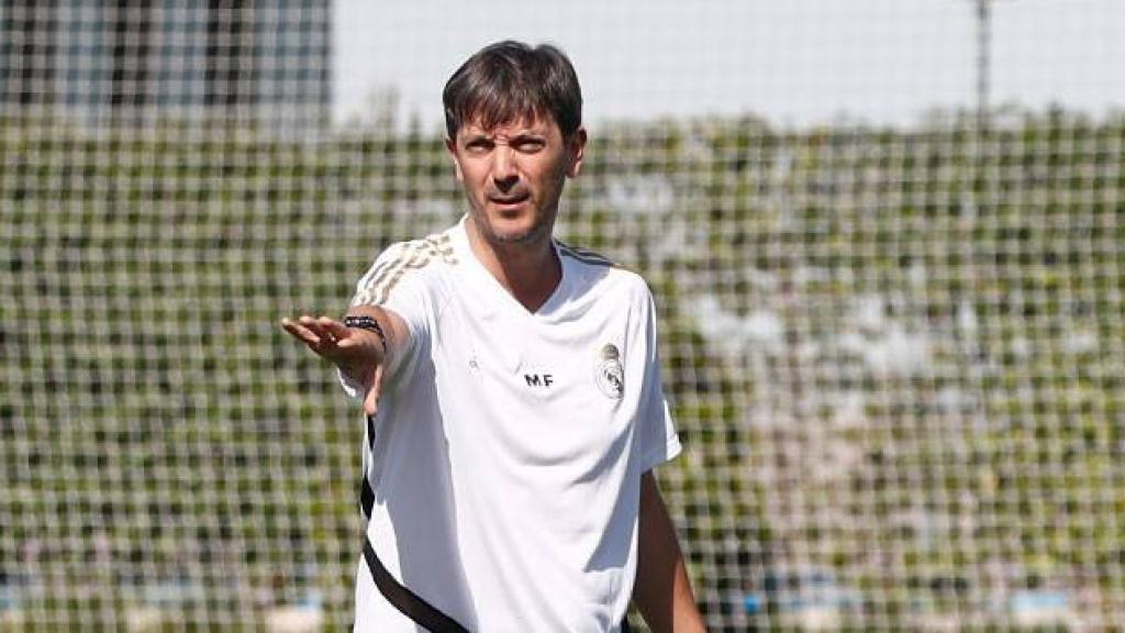 Manu Fernández en un entrenamiento del Juvenil B del Real Madrid