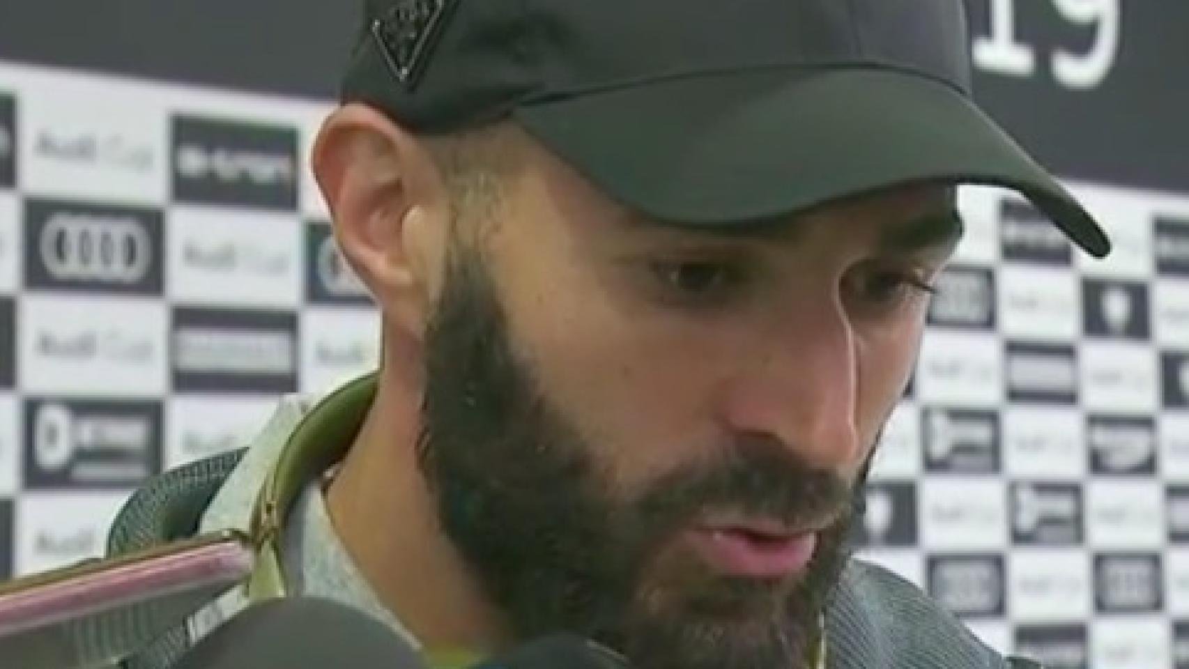 Karim Benzema, en zona mixta