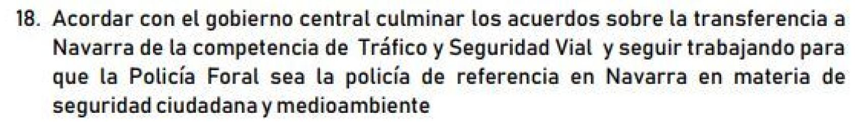 Punto número 18 del epígrafe Justicia e Interior.