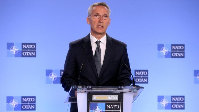 Jens Stoltenberg, secretario general de la OTAN durante la declaración.