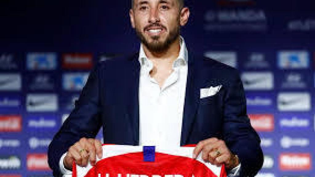 Héctor Herrera, en su presentación con el Atlético de Madrid.