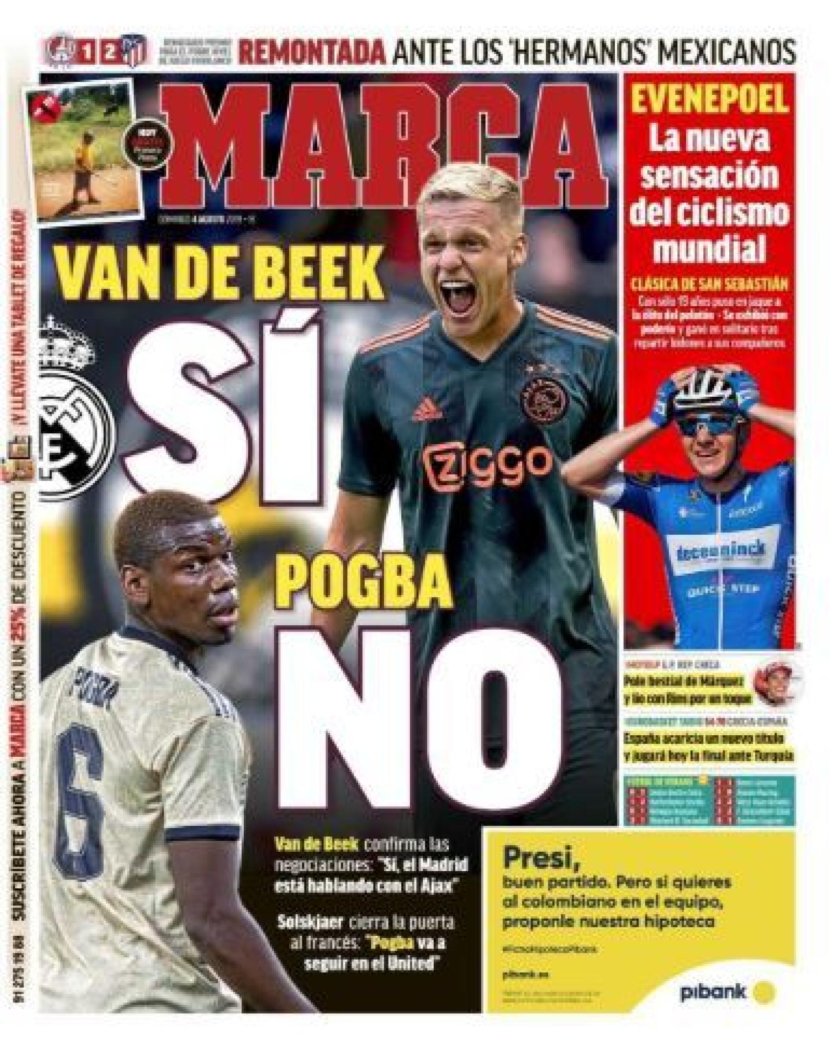 La portada del diario MARCA (04/08/2019)