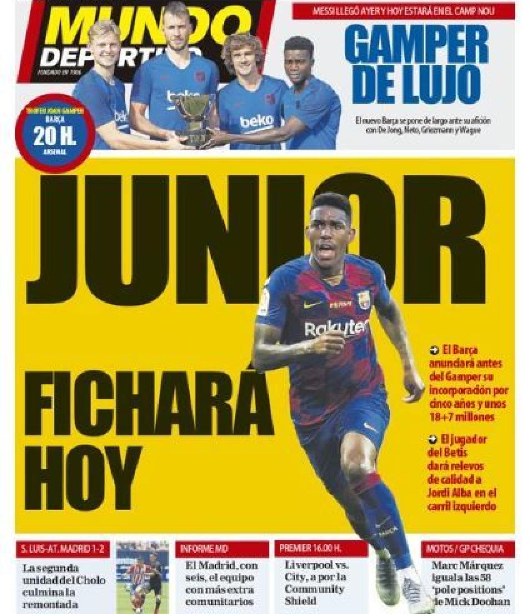 Portada Mundo Deportivo 4.08.19