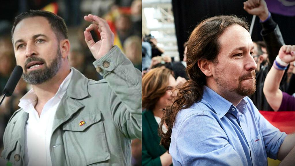 Santiago Abascal, presidente de Vox, y Pablo Iglesias, secretario general de Podemos.