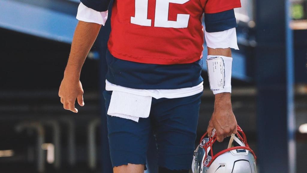 Tom Brady, en un entrenamiento con los New England Patriots