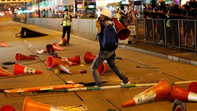 Manifestaciones en Hong Kong este lunes.