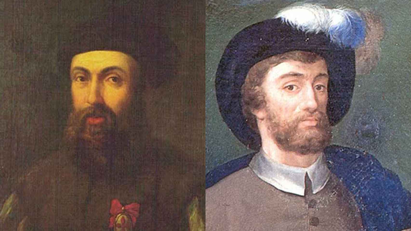 Los marinos y exploradores Fernando de Magallanes y Juan Sebastián Elcano.