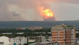 La explosión en una base de Achinsk, Rusia.