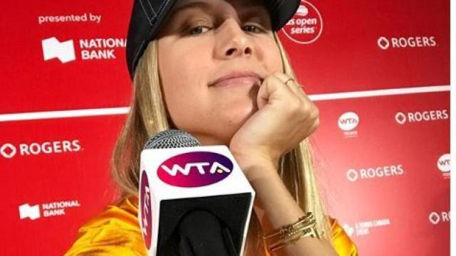 Genie Bouchard durante una rueda de prensa. Foto: Instagram (@geniebouchard)