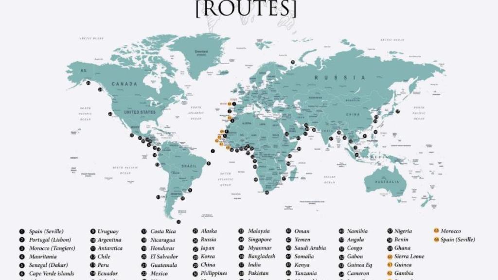 Mapa de la ruta que Marichalar quiere completar a lomos de 'Numancia'.