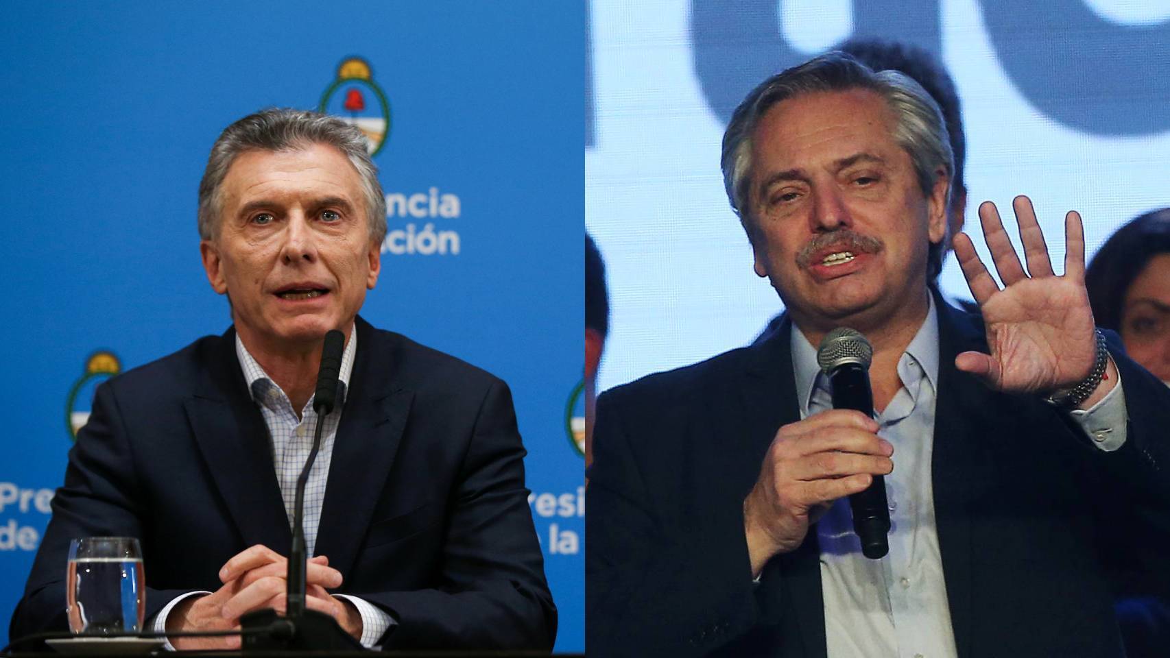 El presidente Mauricio Macri y el candidato a la presidencia Alberto Fernández.