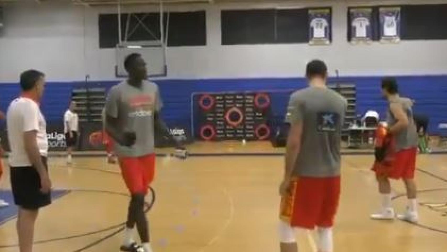 Sergio Llull durante el entrenamiento con la selección