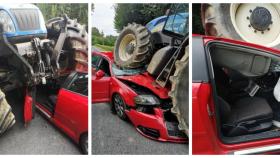 Milagroso accidente en Melide: le pasa por encima un tractor y sale ileso