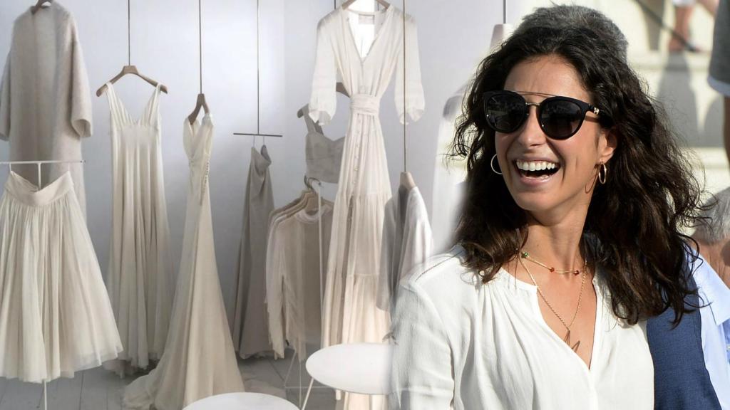 Xisca Perelló en un montaje junto algunos de los vestidos de la diseñadora que ha escogido para su boda con Rafa Nadal.