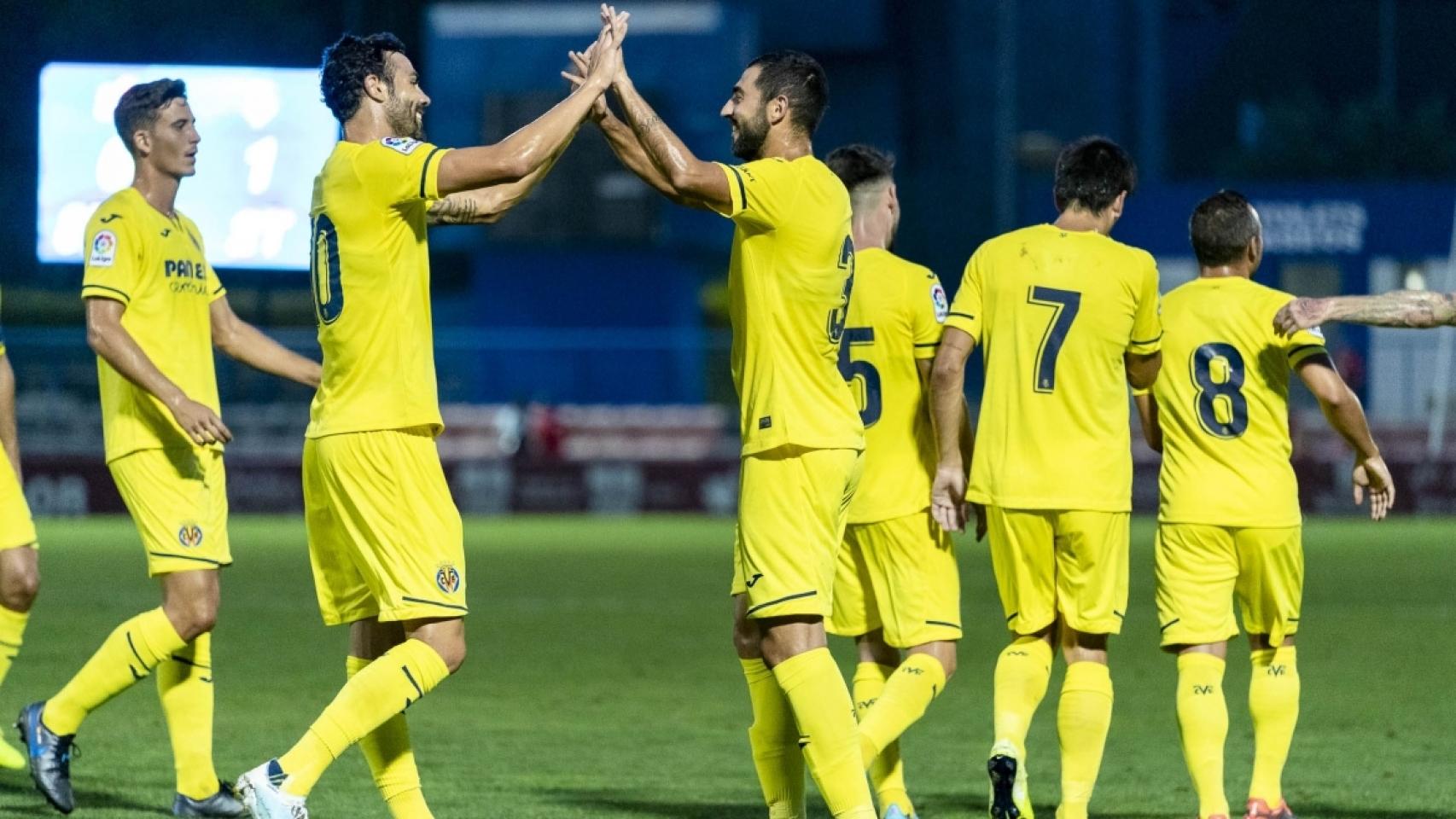 Los jugadores del Villarreal celebrando un gol durante la pretemporada. Foto: villarrealcf.es