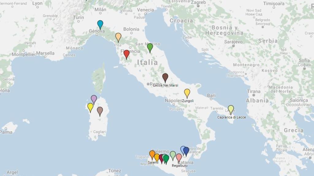 Mapa de la web con los inmuebles disponibles.