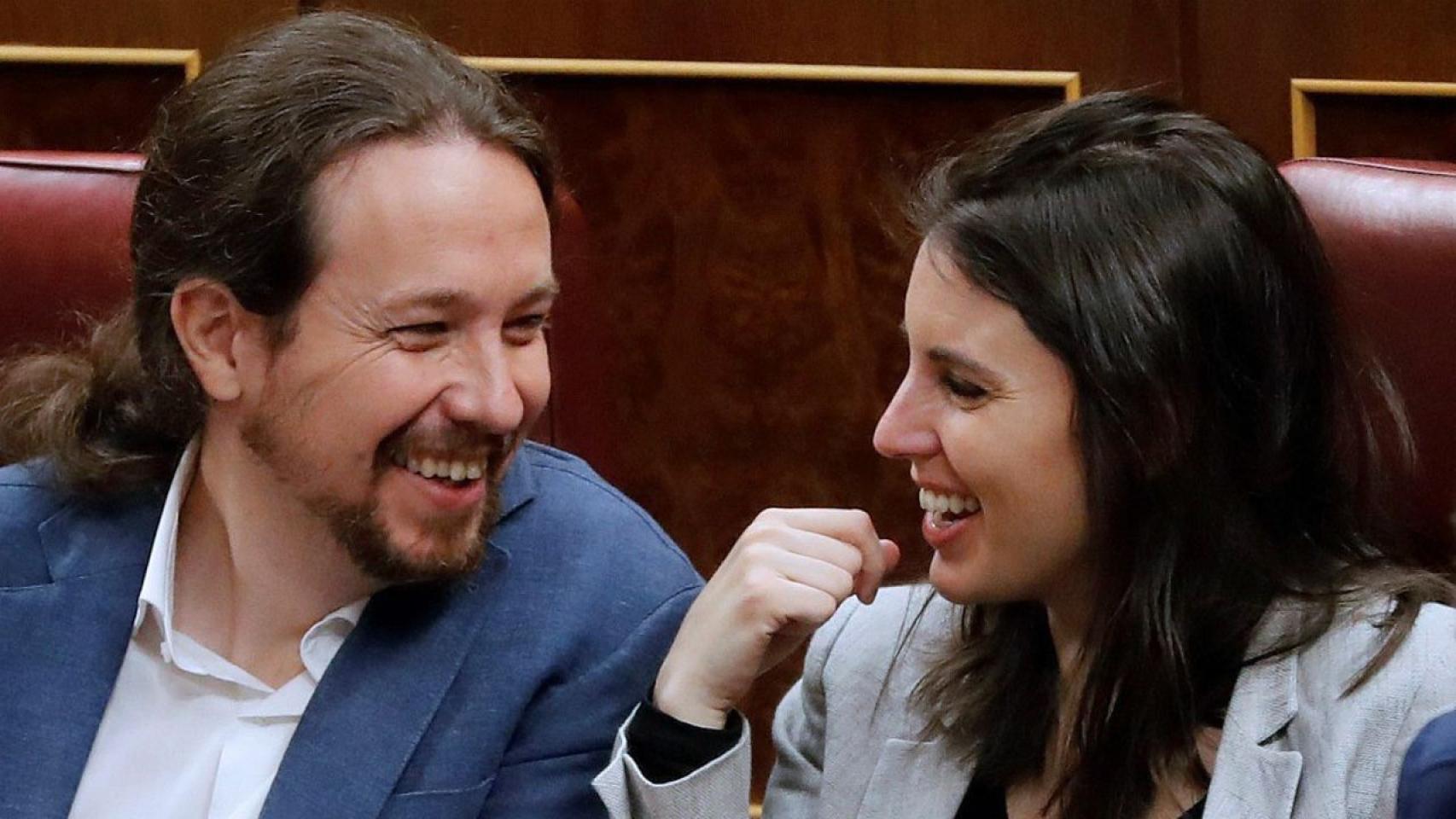 Pablo Iglesias e Irene Montero, en el Congreso de los Diputados.