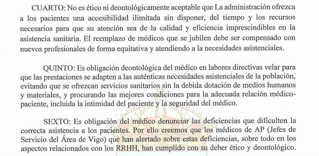 Fragmento de la resolución ya emitida por la Comisión Deontológica del Colegio de Médicos de Pontevedra