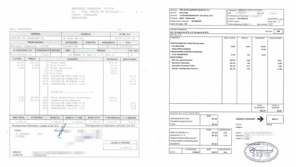 Víctor muestra dos contratos del mismo sector para las mismas horas: el que se ajusta a convenio y el de Proactiva