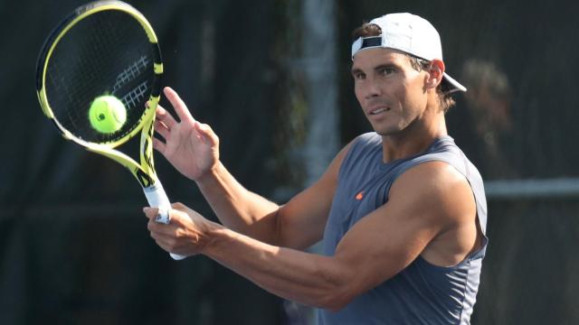 Nadal, durante un entrenamiento en el Abierto de los Estados Unidos.