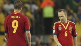 Torres e Iniesta en un partido de la Selección Española