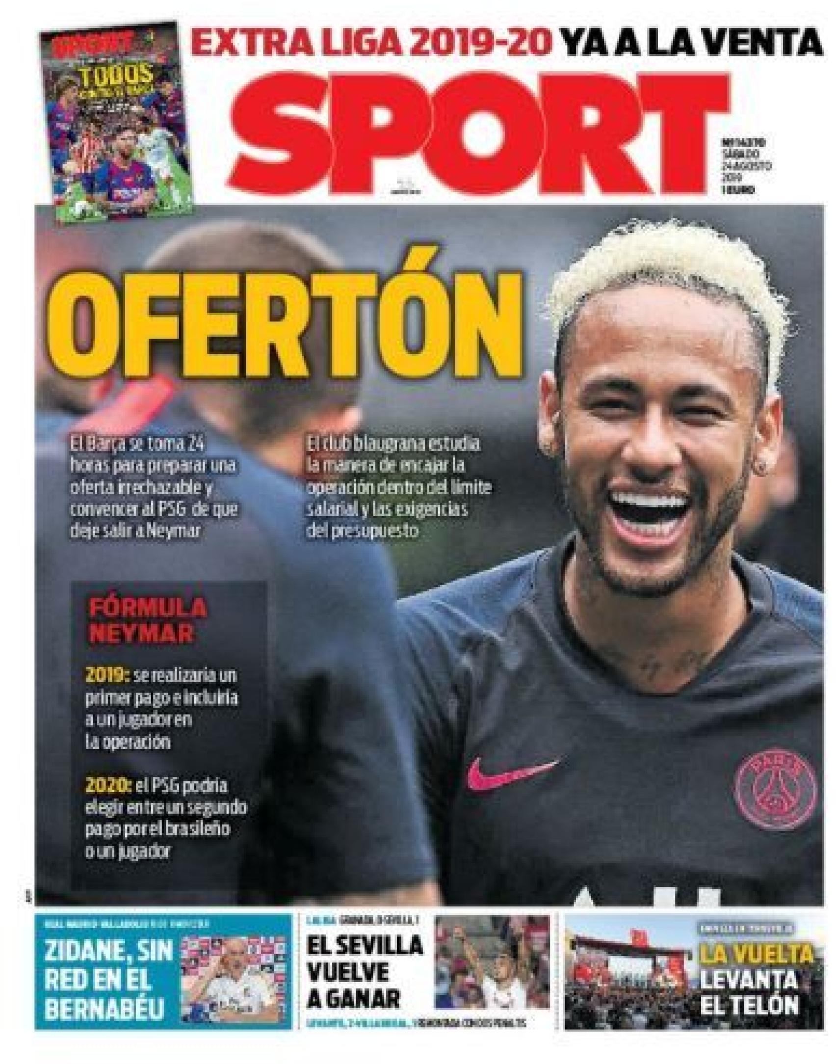 La portada del diario Sport (24/08/2019)