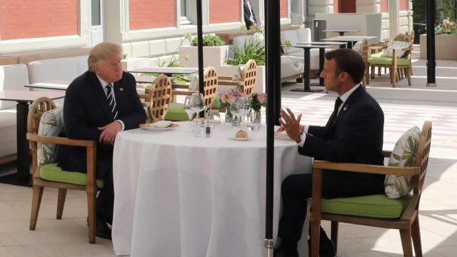 Donald Trump y Macron en el G-7.