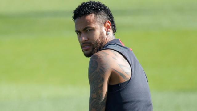 Neymar, en un entrenamiento del PSG