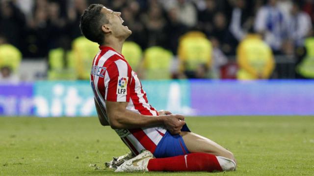 Álvaro Domínguez en un partido con el Atlético de Madrid