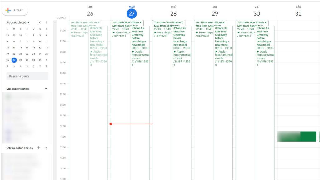 Spam en Google Calendar