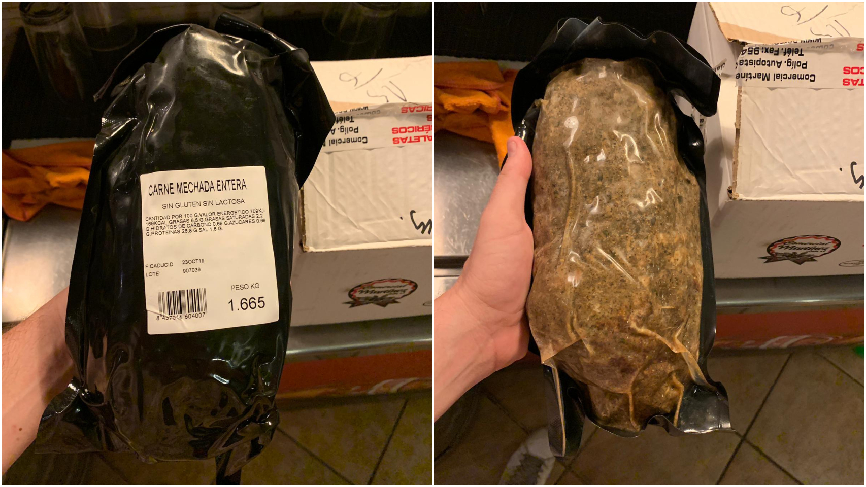 Las fotos de la carne mechada contaminada que ha compartido el Ministerio.