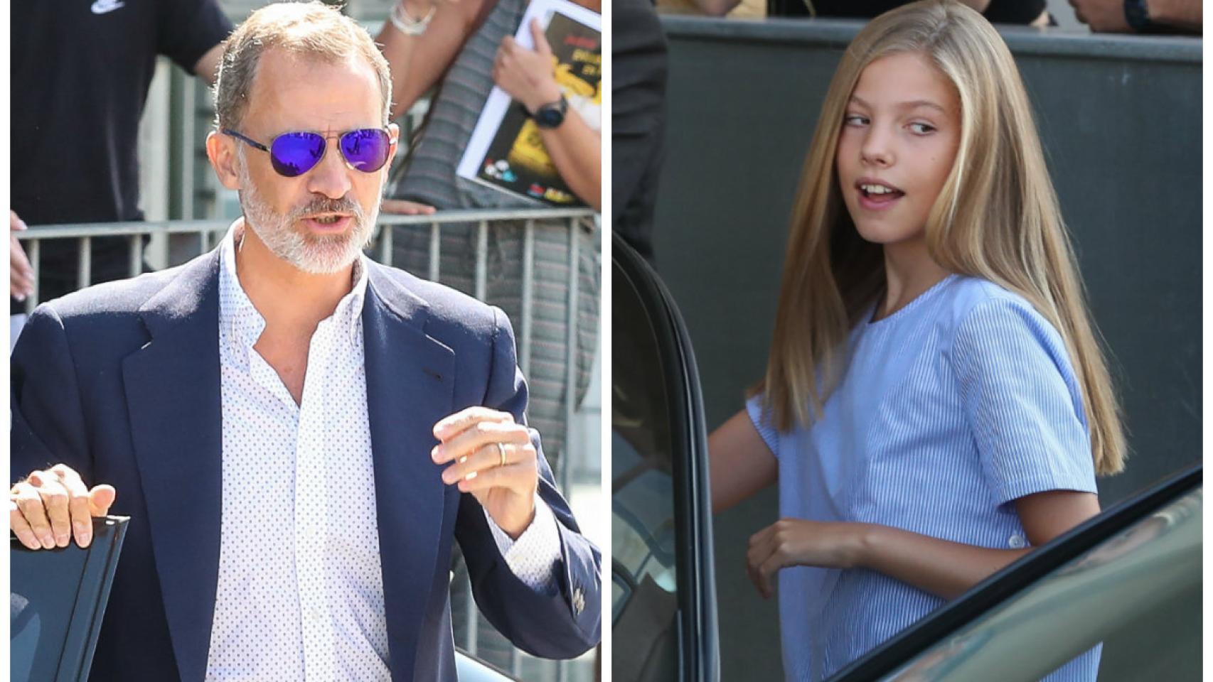 Felipe VI y la infanta Sofía en montaje JALEOS llegando al hospital.