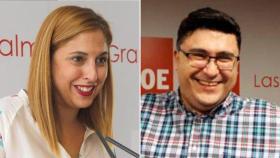 Isabel Mena (izquierda) y Miguel Ángel Pérez (derecha), del PSOE en Gran Canaria.