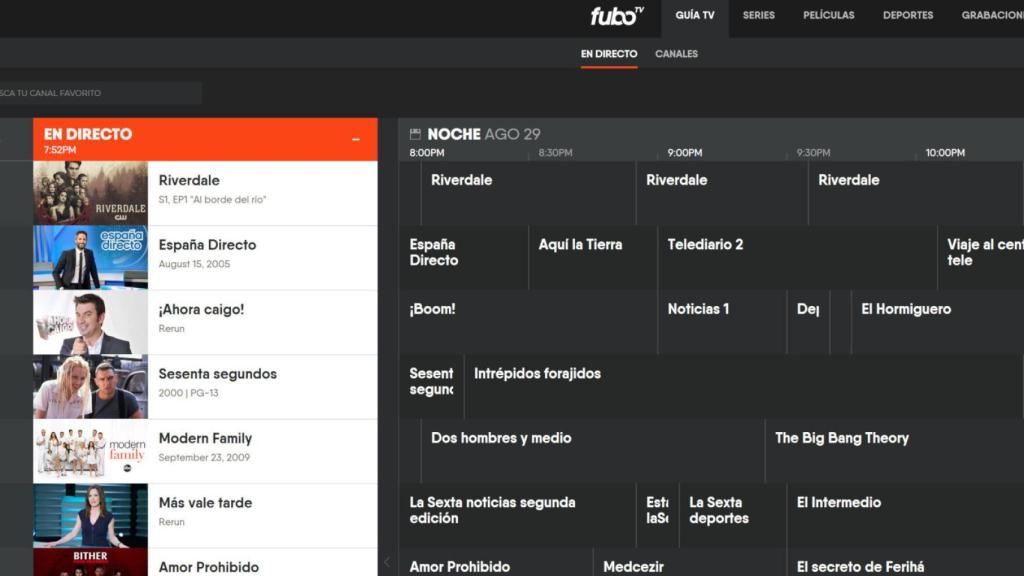 Parrilla de fuboTV