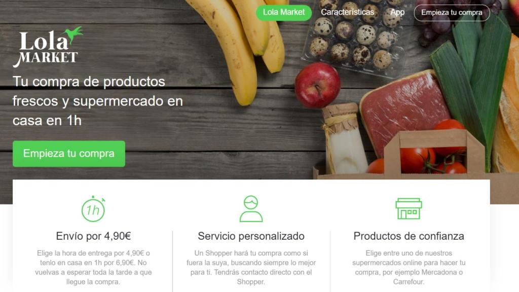 La página web de Lola Market.