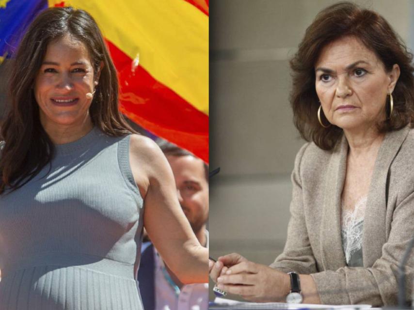 Begoña Villacís (i), de Ciudadanos, y Carmen Calvo (d), del PSOE.