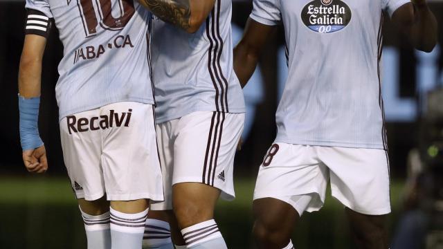 El Celta celebra un gol