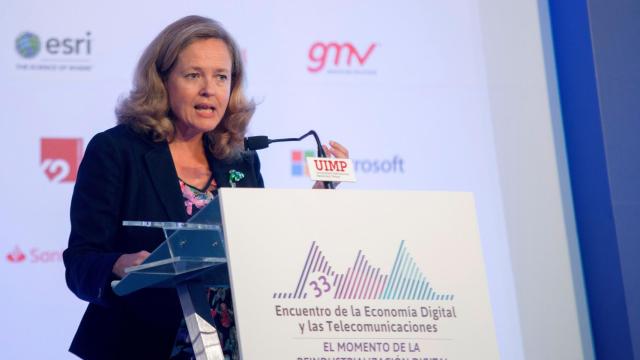 Nadia Calviño, durante la inauguración del 33 edición del Encuentro de la Economía Digital y las Telecomunicaciones de Ametic, en Santander.