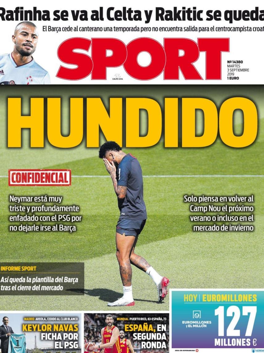 La portada del diario Sport (03/09/2019)