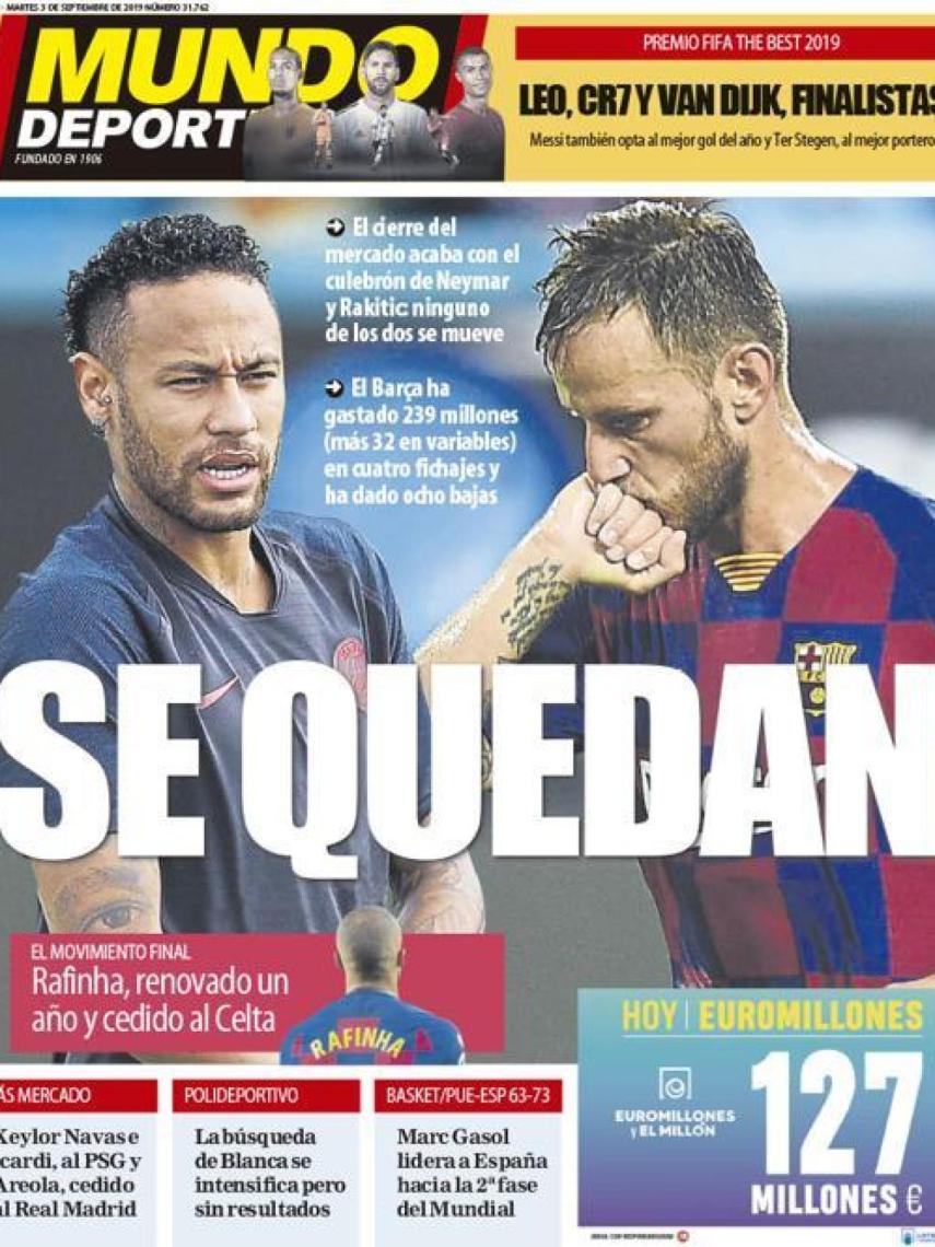 La portada del diario Mundo Deportivo (03/09/2019)