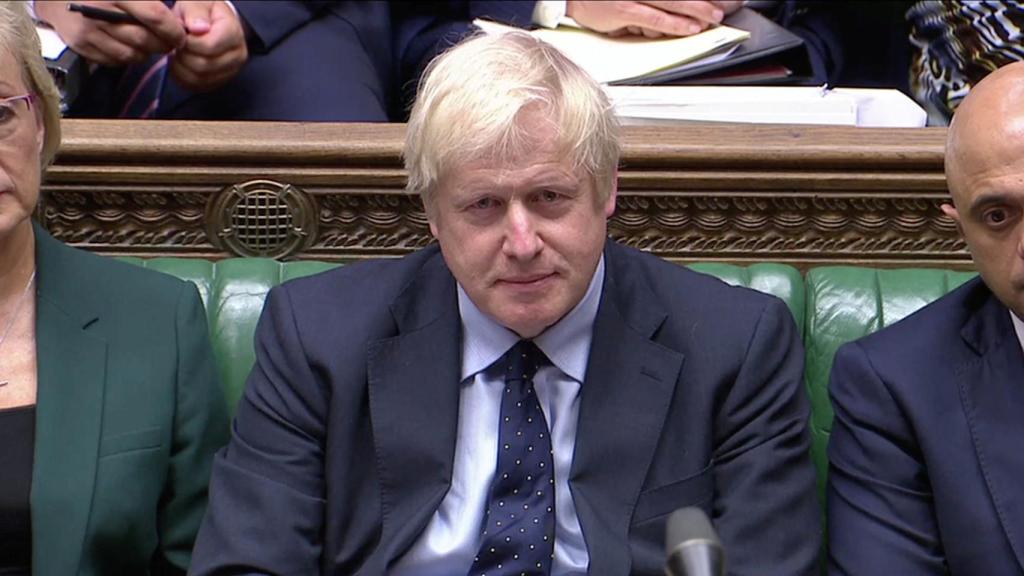 Boris Johnson en su escaño de la Cámara de los Comunes